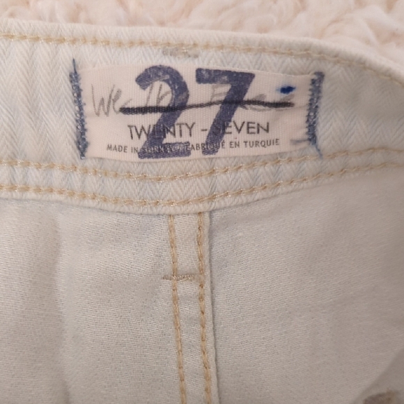 We The Free Free People Light Cream/Very Light Blue Wide Leg Pants Size 27 - Picture 5 of 12